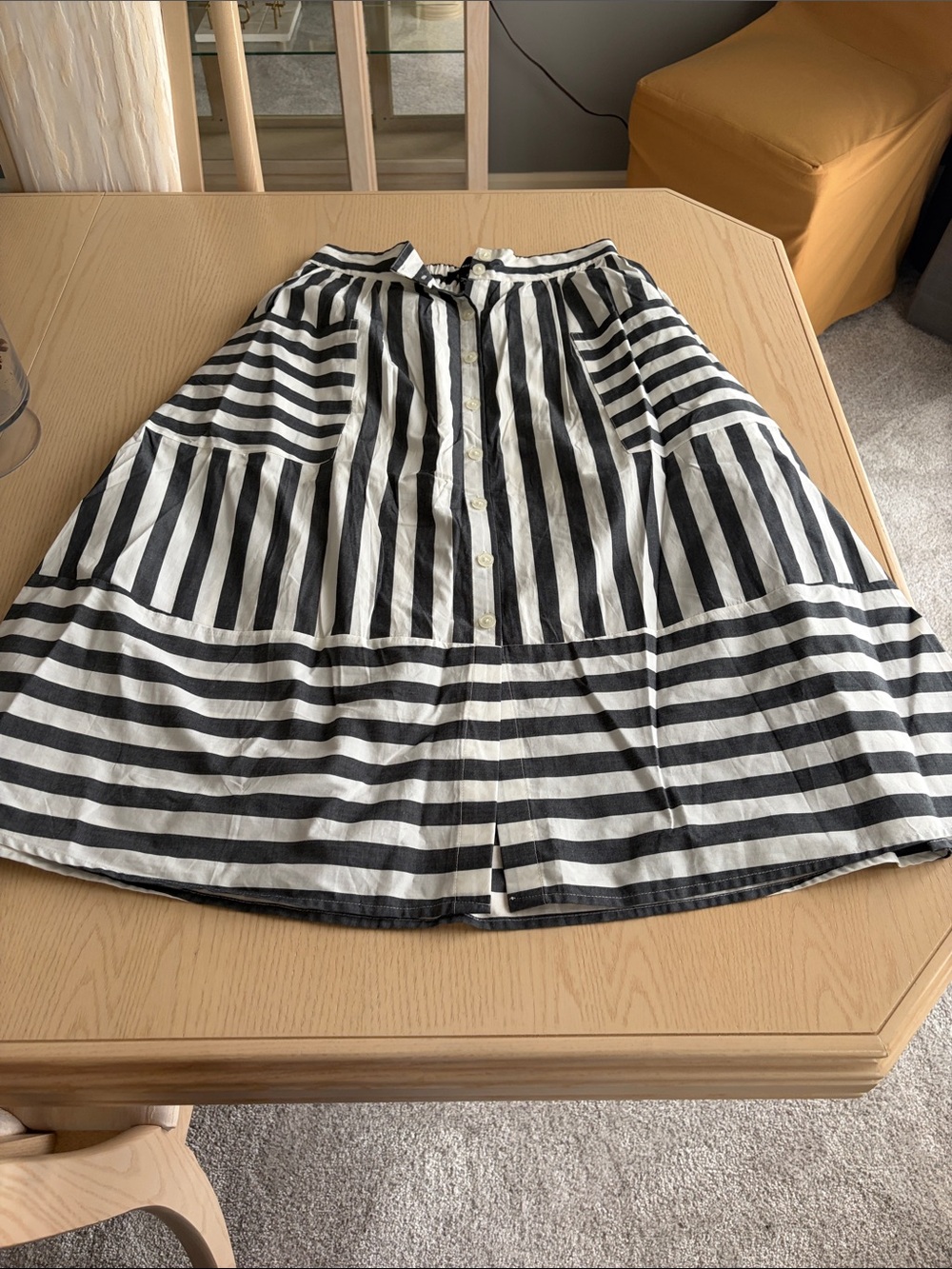 Who What Wear Black & White Striped A-Line Button Skirt